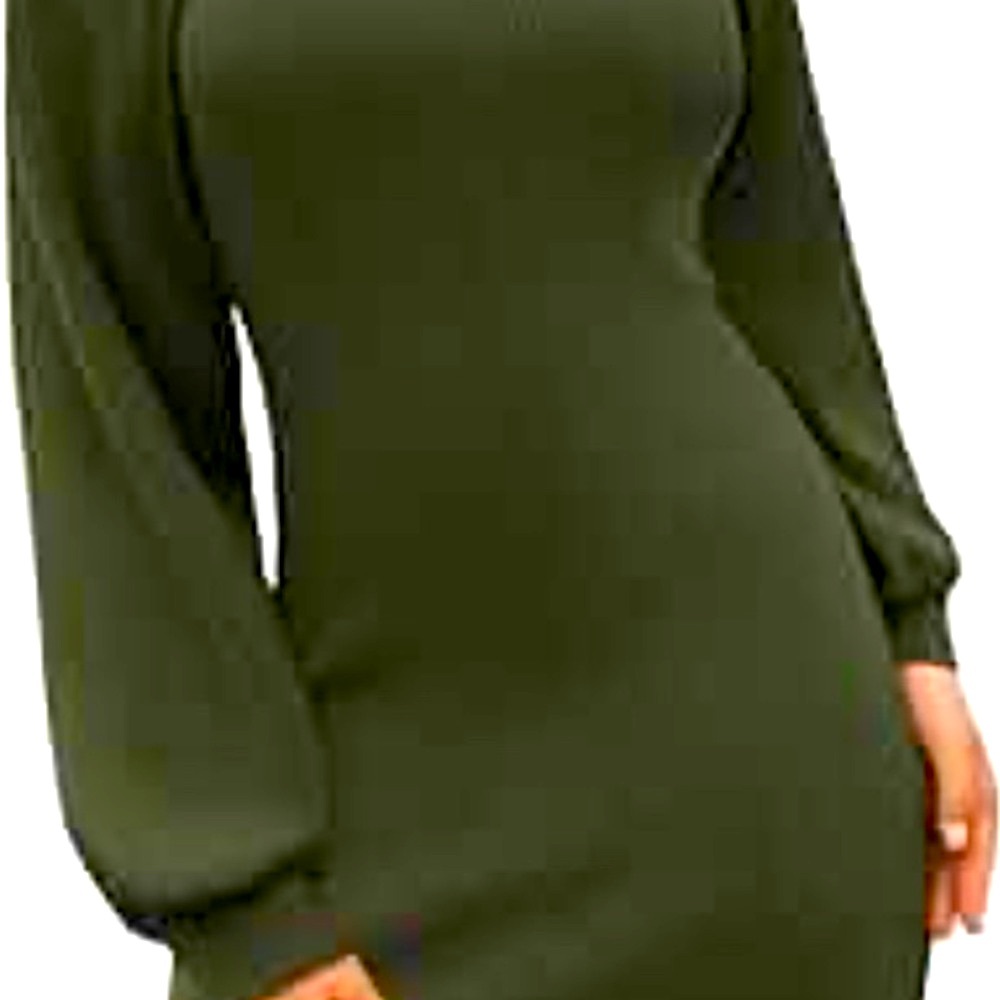 Vero Moda VM Holly Karispuff Long Sleeve Dress Olive Army Green Scandi Size S